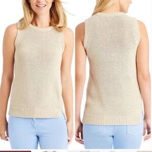 NEW J.MCLAUGHLIN SZ XS CREAM LENA Sweater Vest Sleeveless Knit